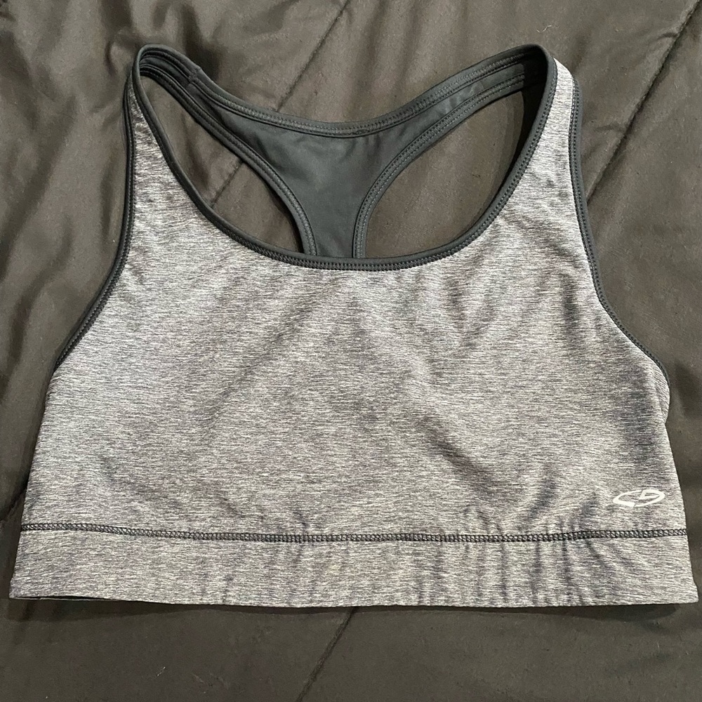 Sports bra, reversible, black and gray
